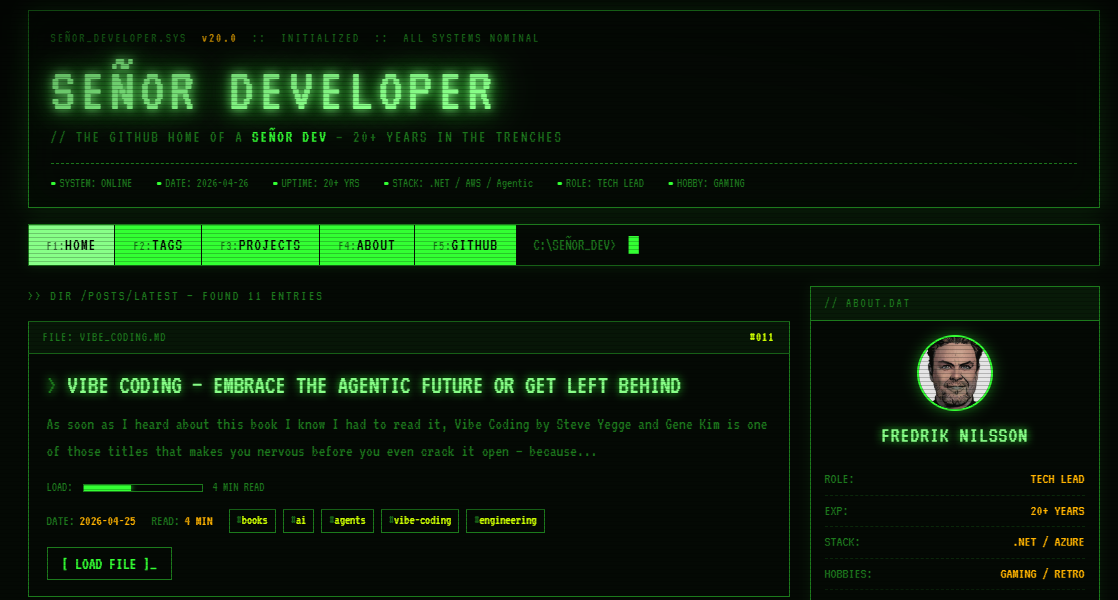 "Señor Developer after redesign"