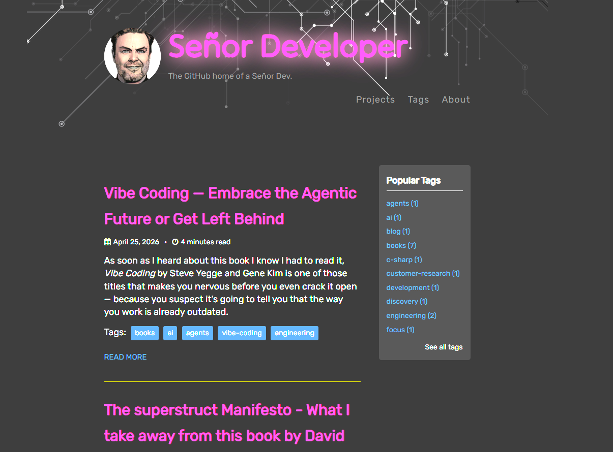 "Señor Developer before redesign"