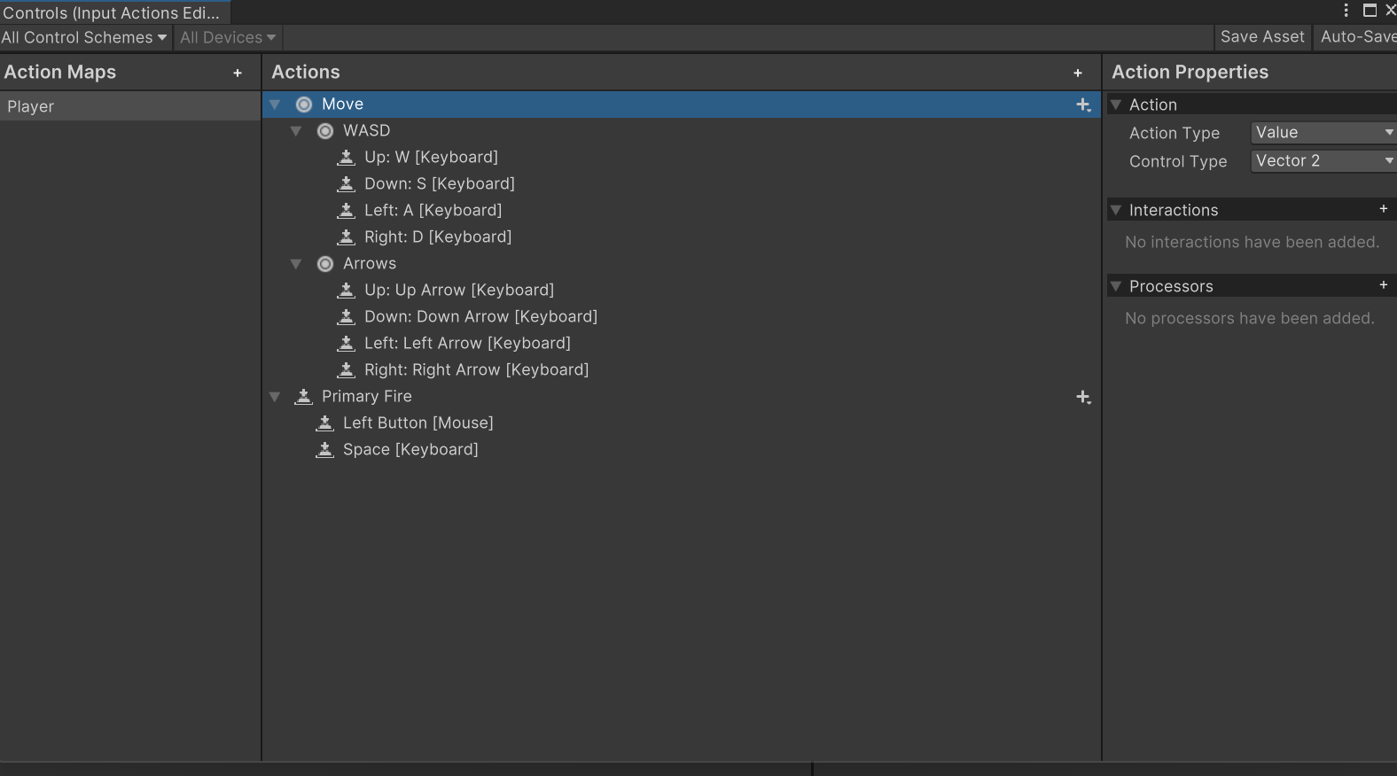 Input action map configuration